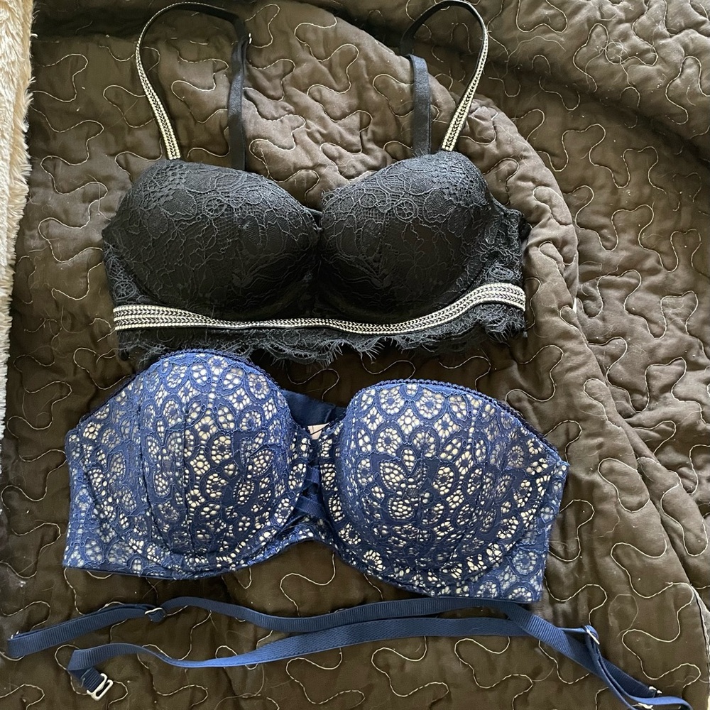 Victoria's Secret Black and Blue Lace Bras